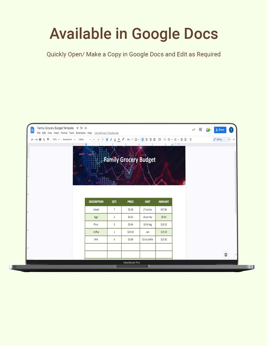Family Grocery Budget Template - Google Docs, Word | Template.net