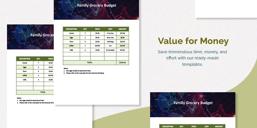Family Grocery Budget Template