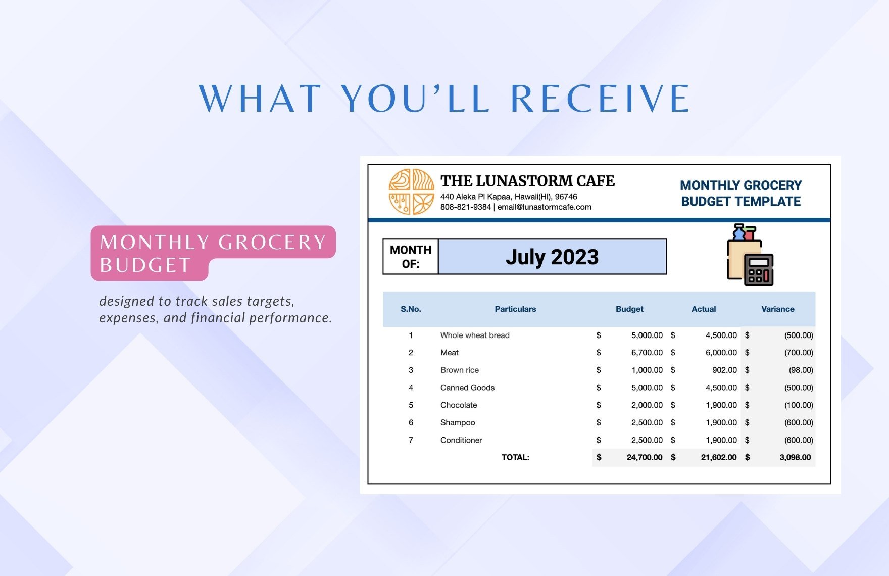 Monthly Grocery Budget Template