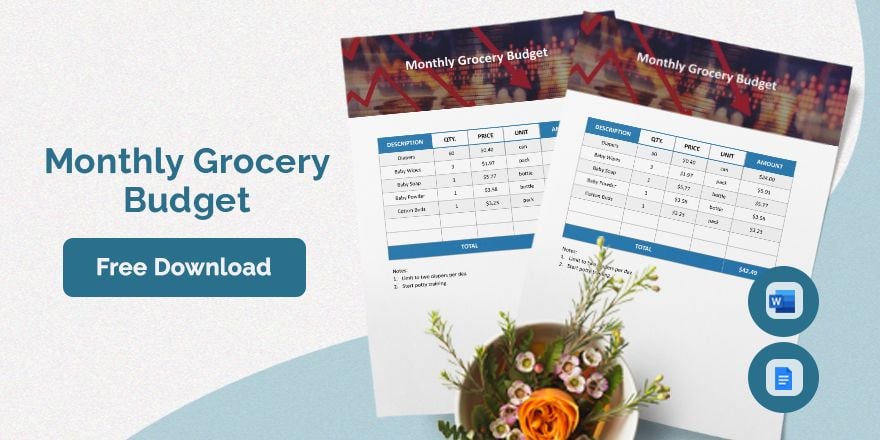 Free Monthly Grocery Budget Template Google Docs Word Apple Pages