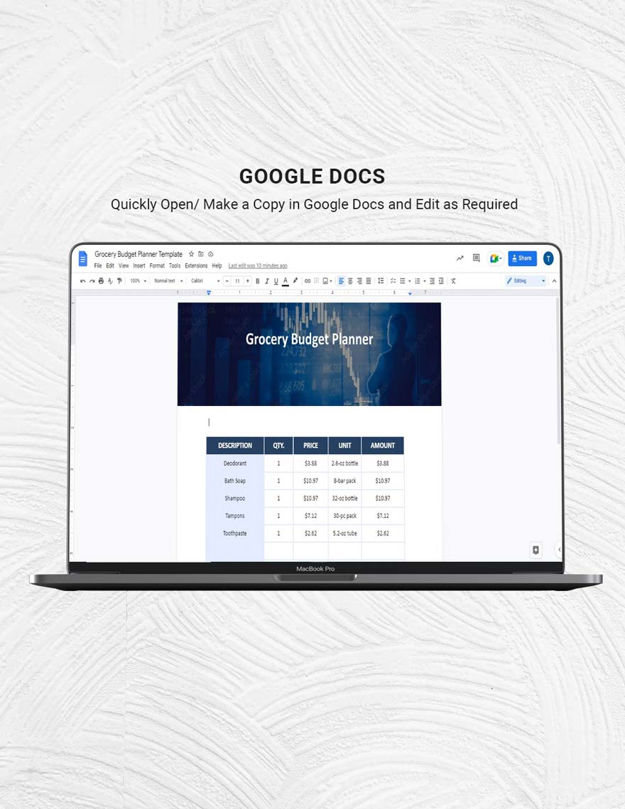 Grocery Budget Planner Template - Google Docs, Word, Apple Pages ...