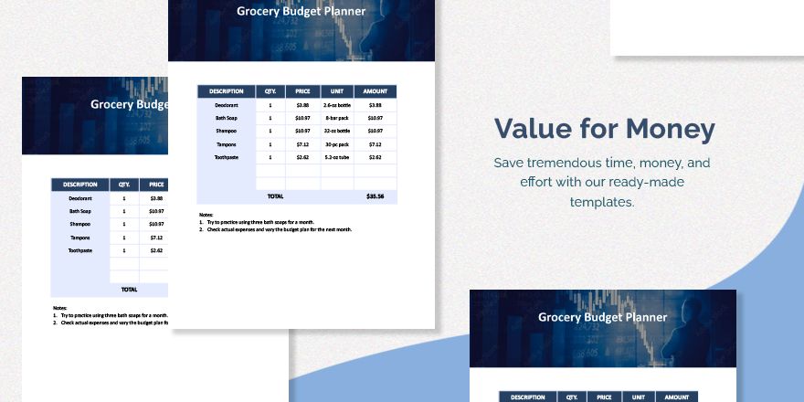 Grocery Budget Planner Template - Google Docs, Word, Apple Pages ...
