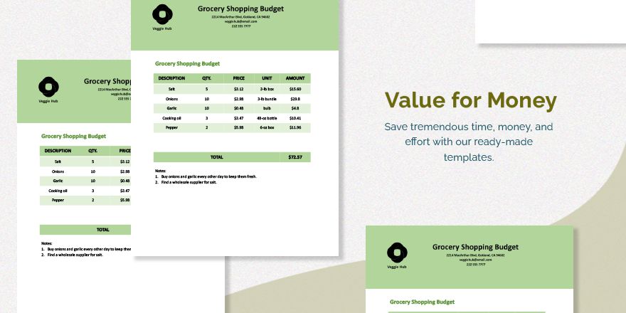 Grocery Shopping Budget Template