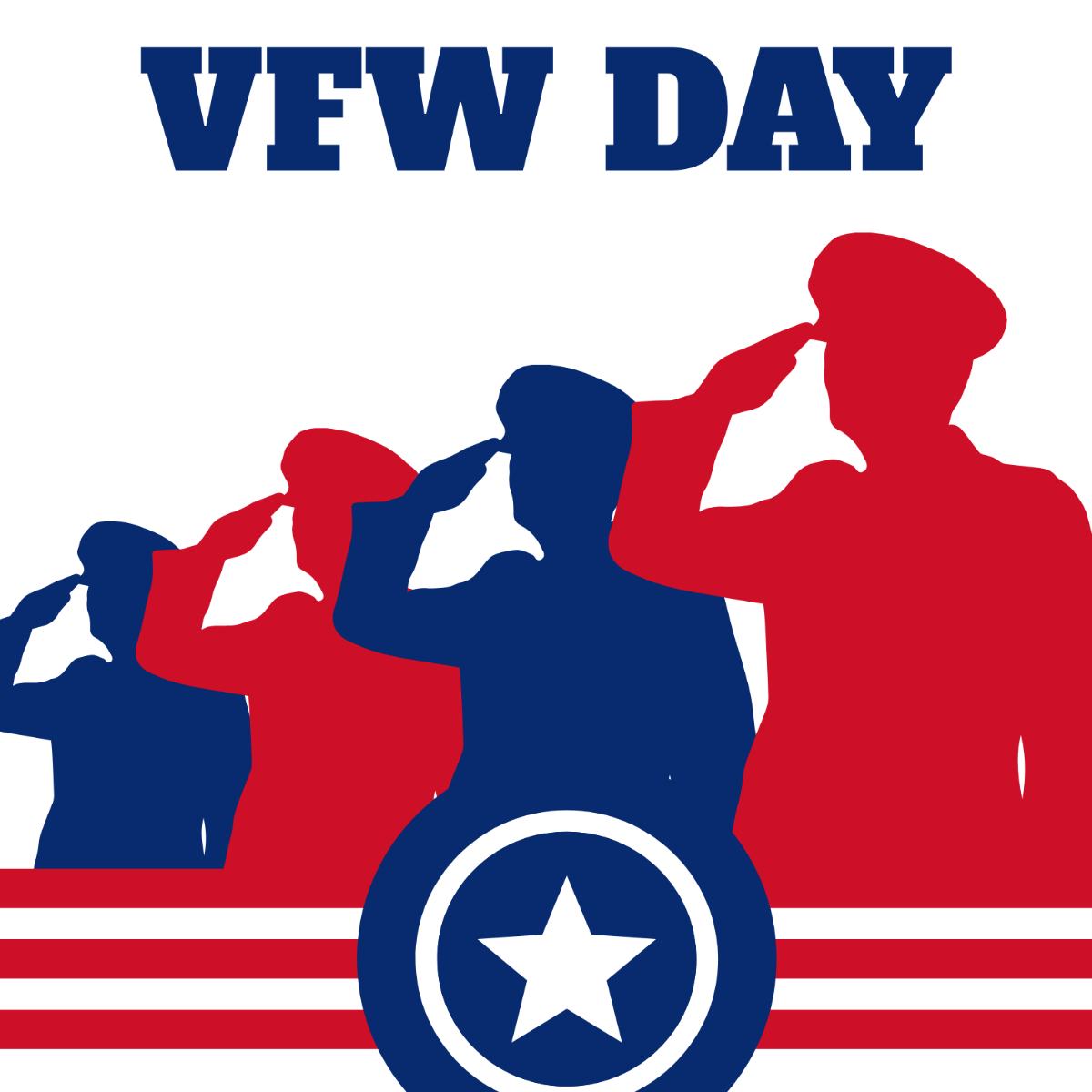 VFW Day Drawing Vector Template