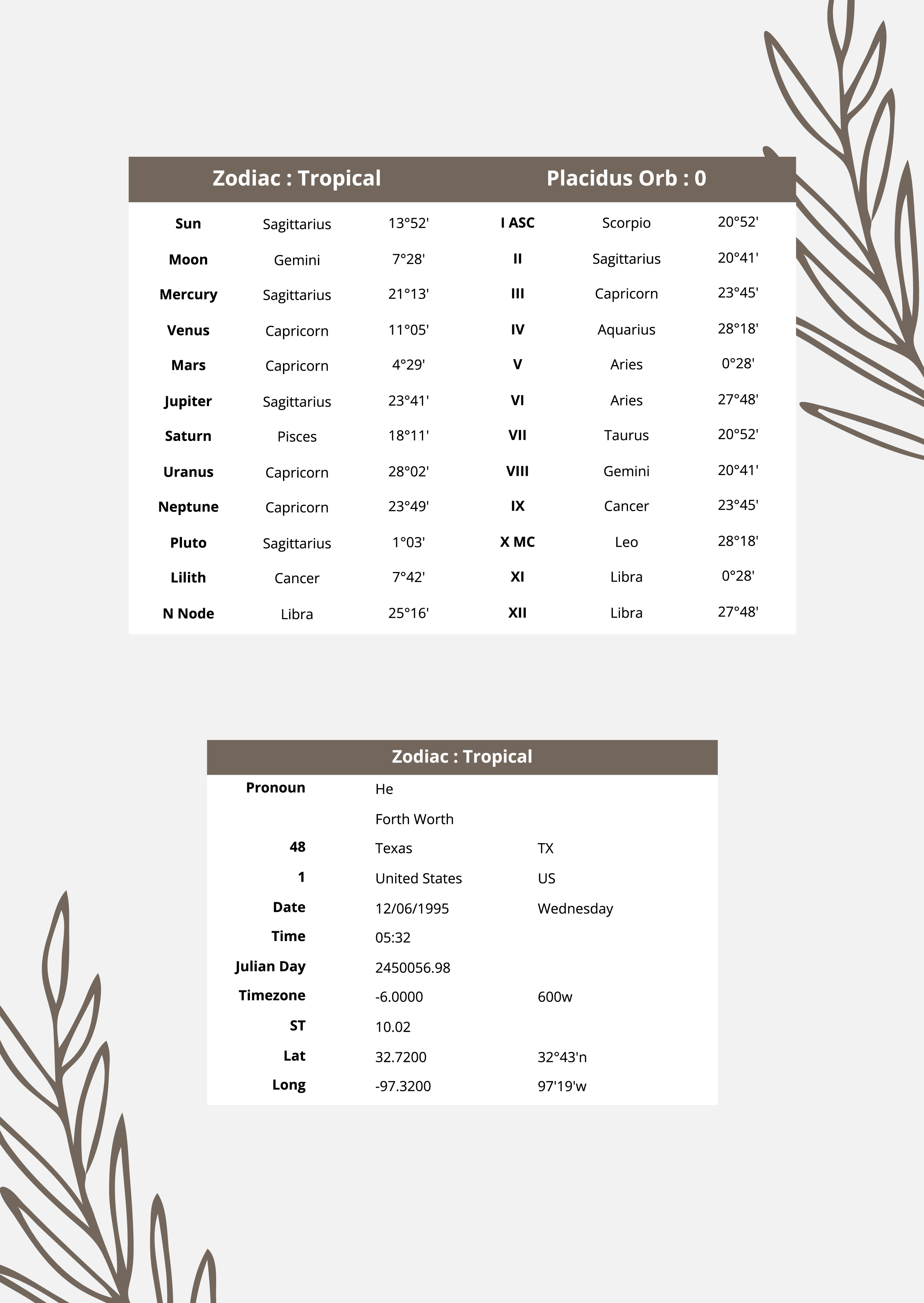 Free Blank Birth Chart Template to Edit Online