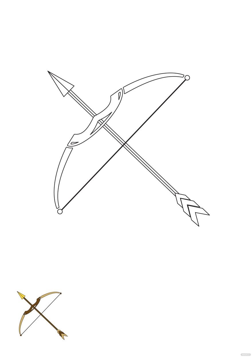 Tribal Bow And Arrow Coloring Page in PDF, EPS, JPG