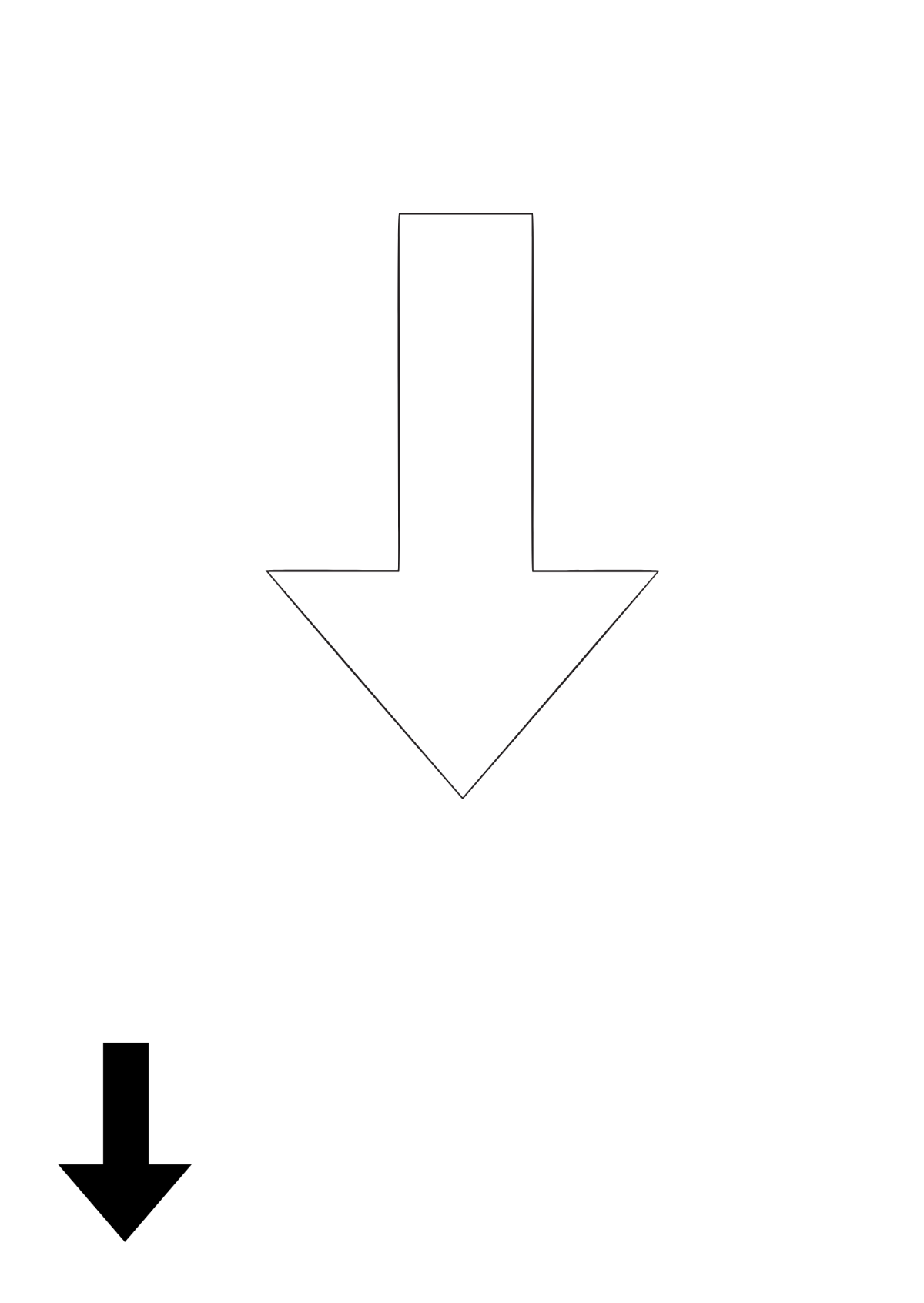 Black Down Arrow Coloring Page Template