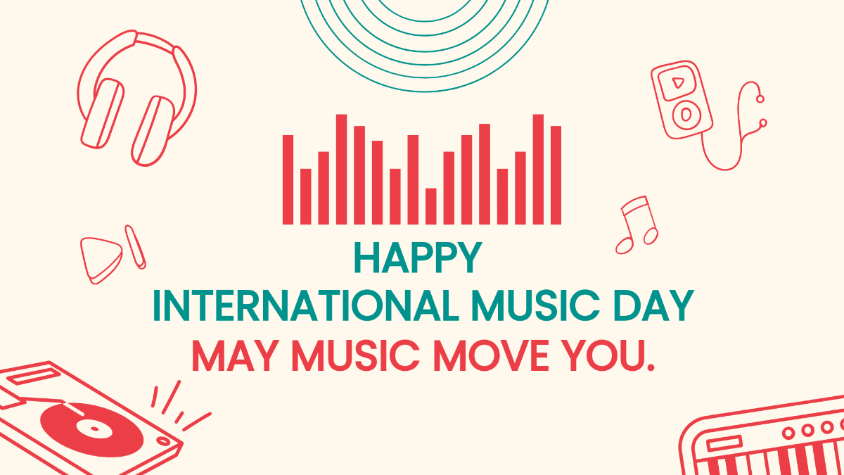 International Music Day Greeting Card Background Template