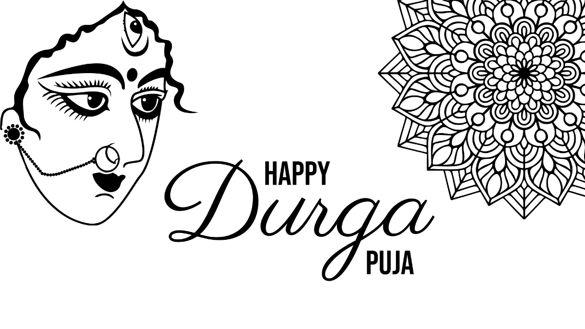Durga Puja Drawing Background Template