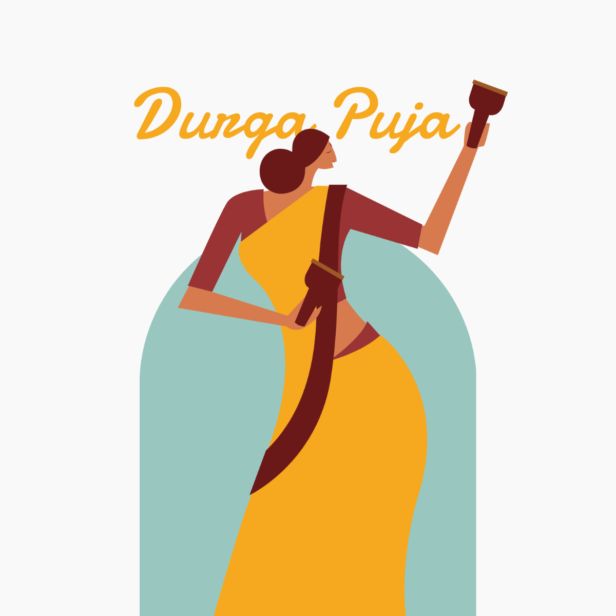 Durga Puja Cartoon Vector Template