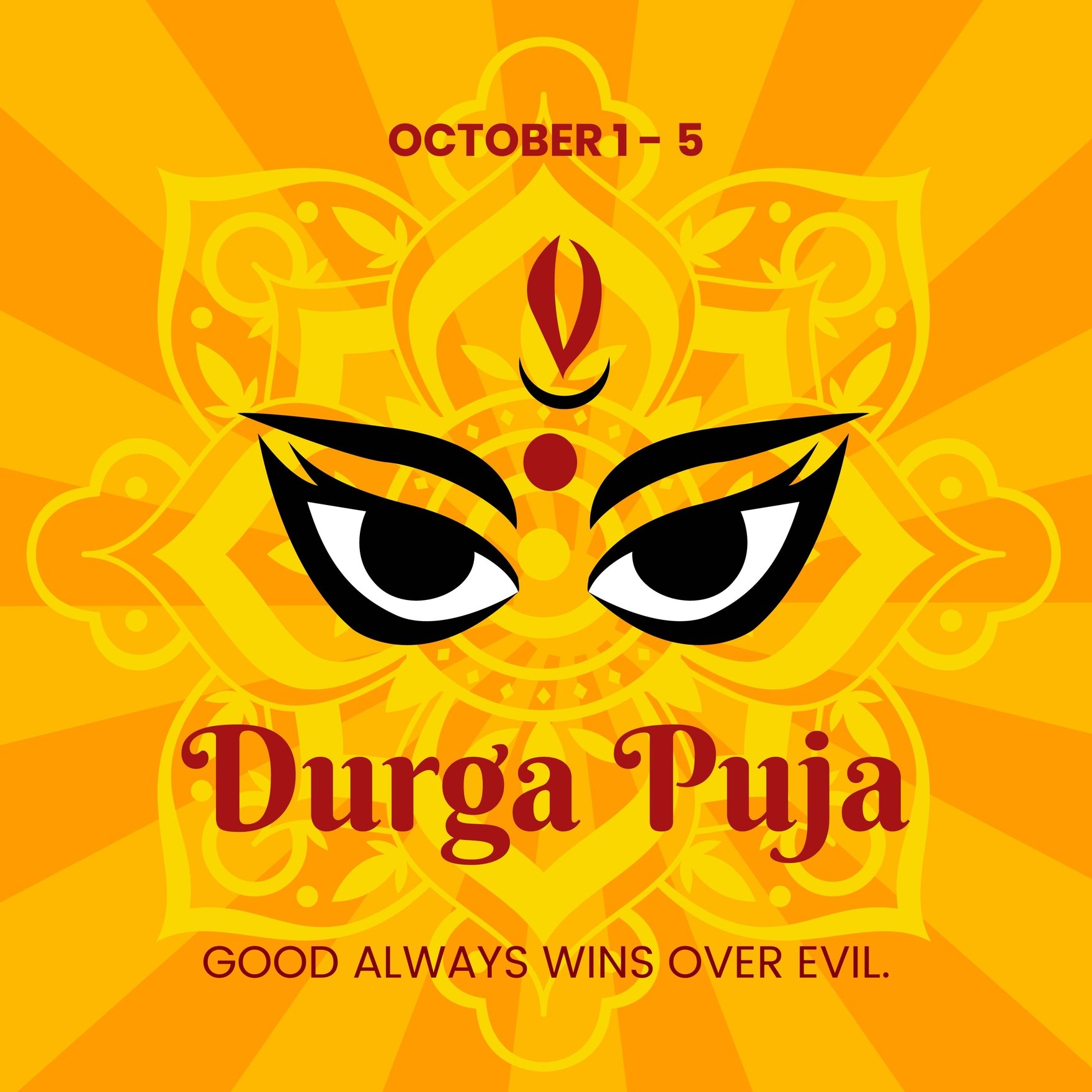 Free Durga Puja Instagram Post in Illustrator, PSD, EPS, SVG, JPG, PNG