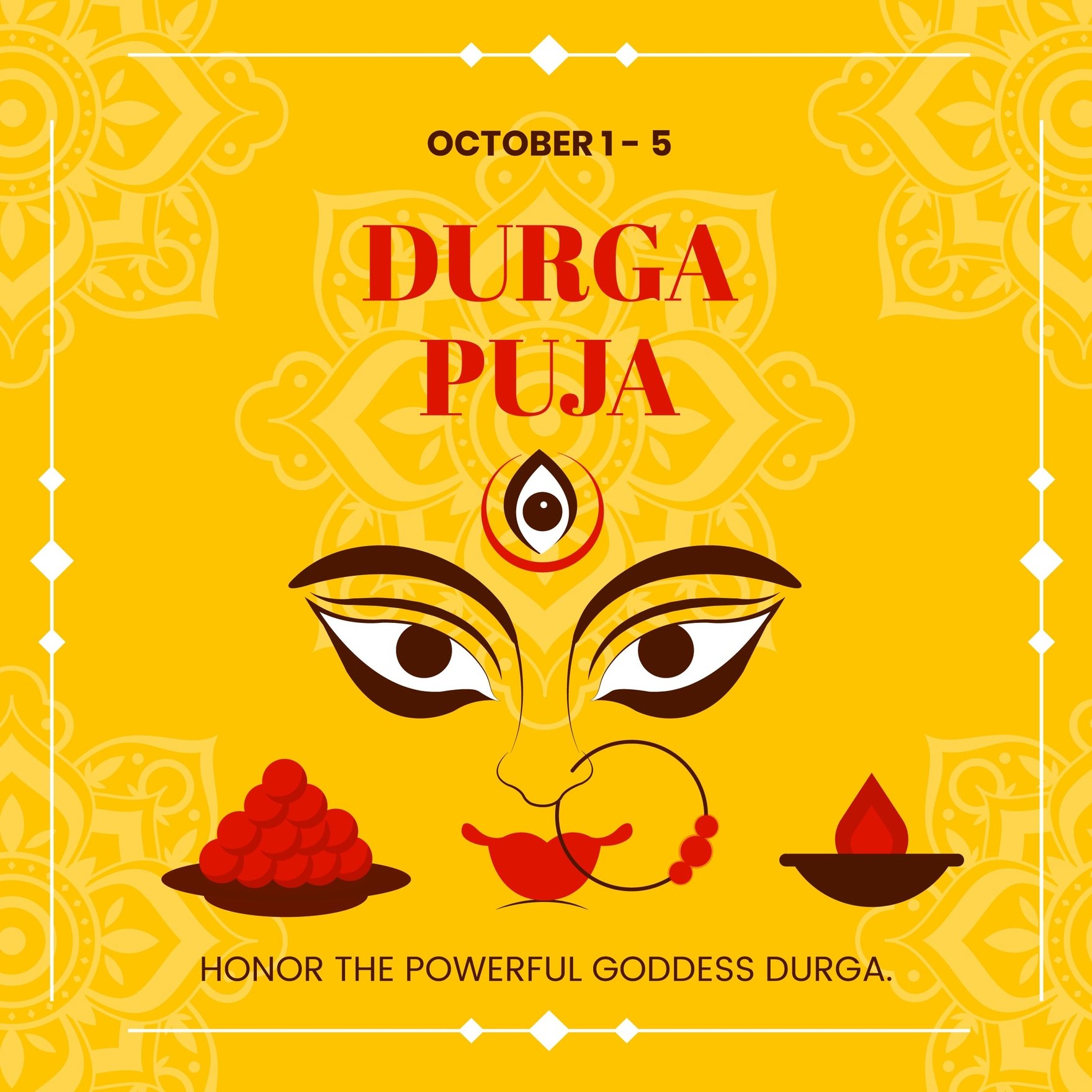 Durga Puja Whatsapp Post in Illustrator, PSD, EPS, SVG, JPG, PNG