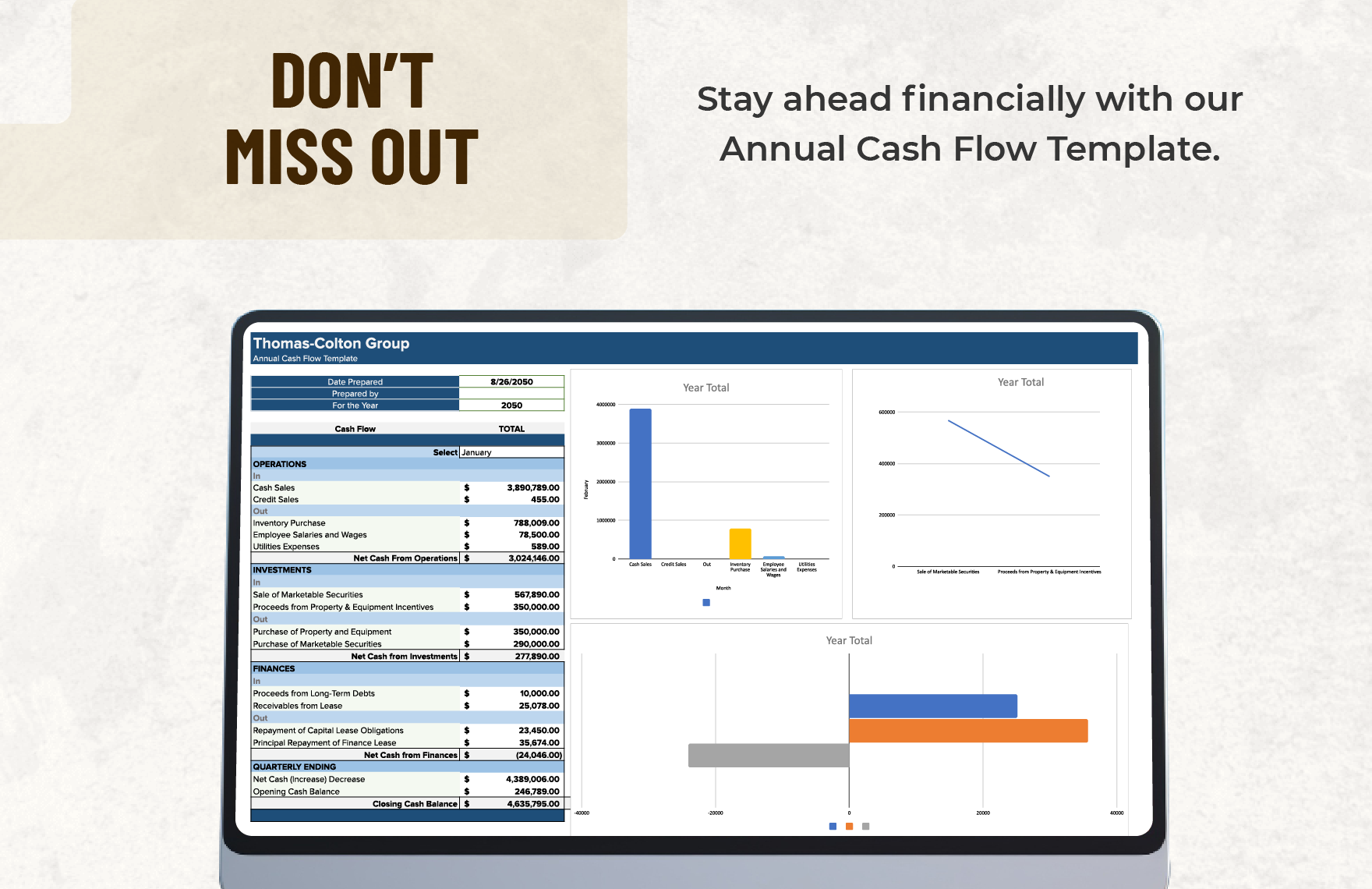 Annual Cash Flow Template