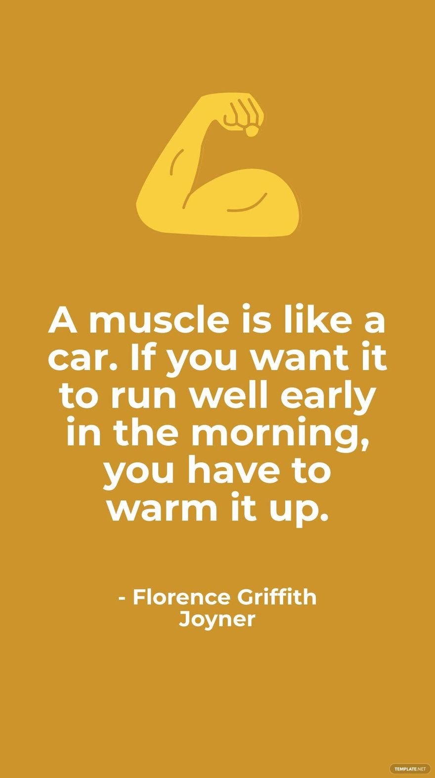 Florence Griffith Joyner - A muscle is like a car. If you want it to run well early in the morning, you have to warm it up.