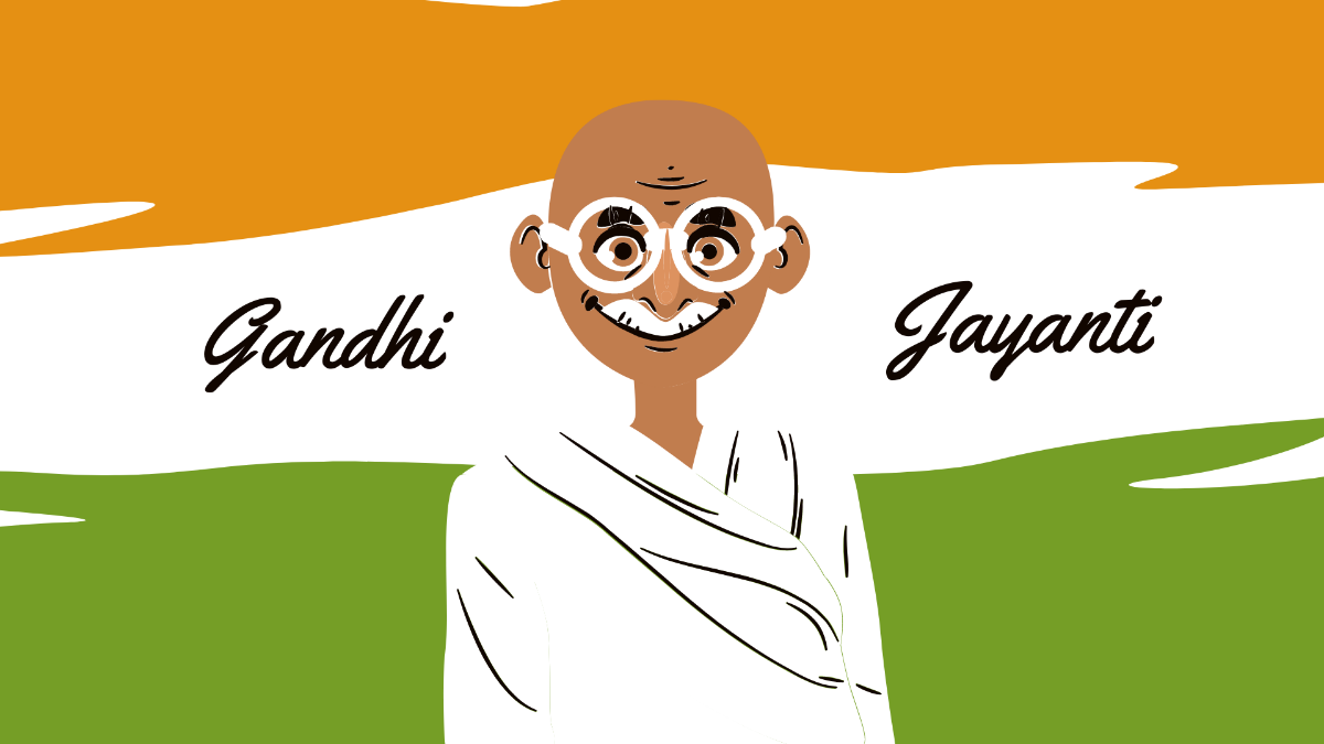 Free Gandhi Jayanti Cartoon Background Template