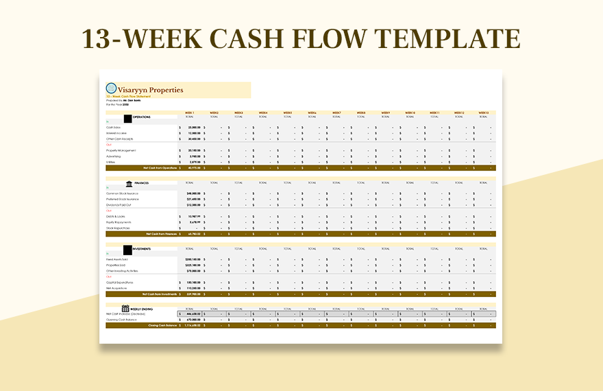 13-Week Cash Flow Template