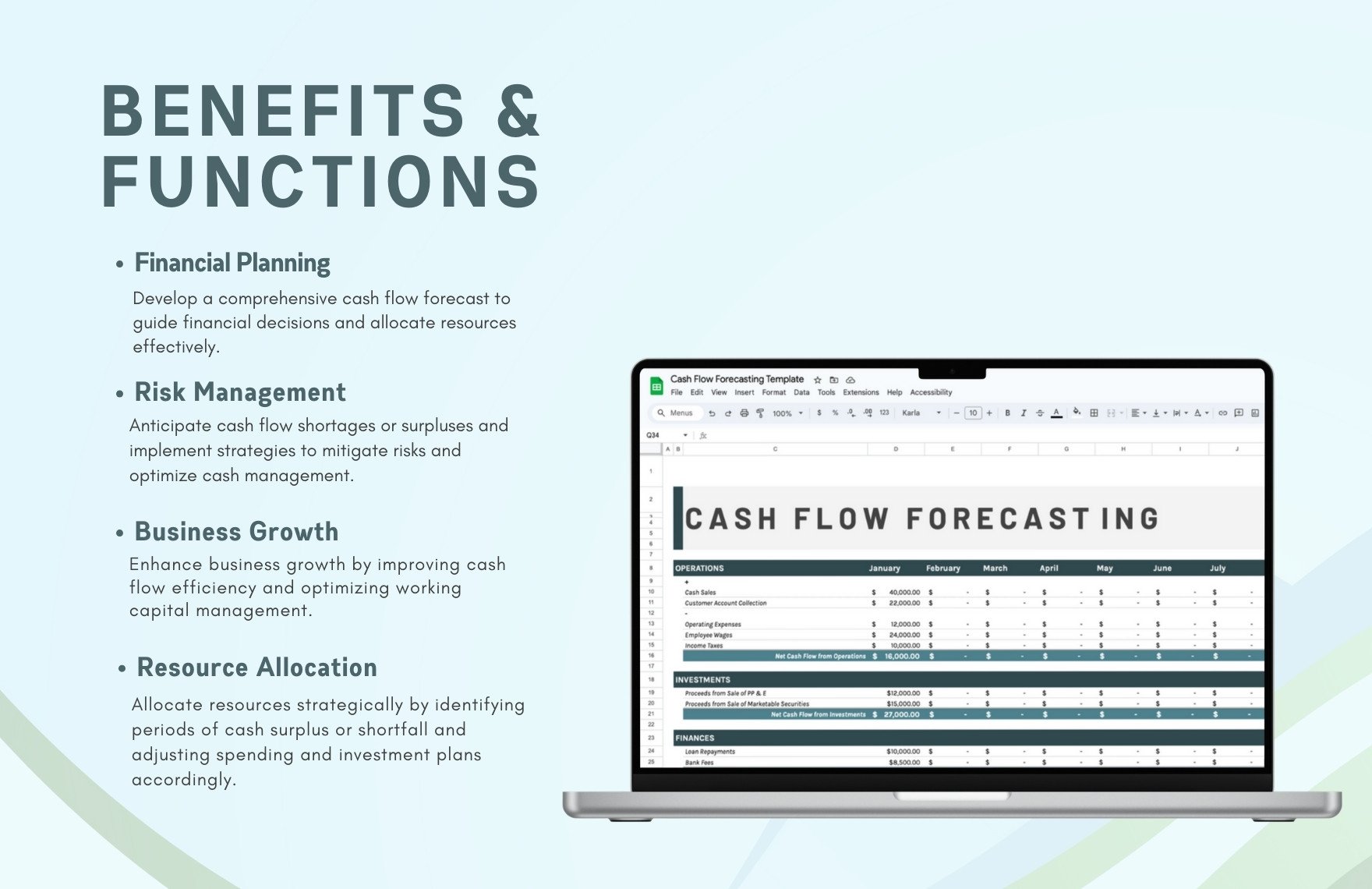 Cash flow forecasting template