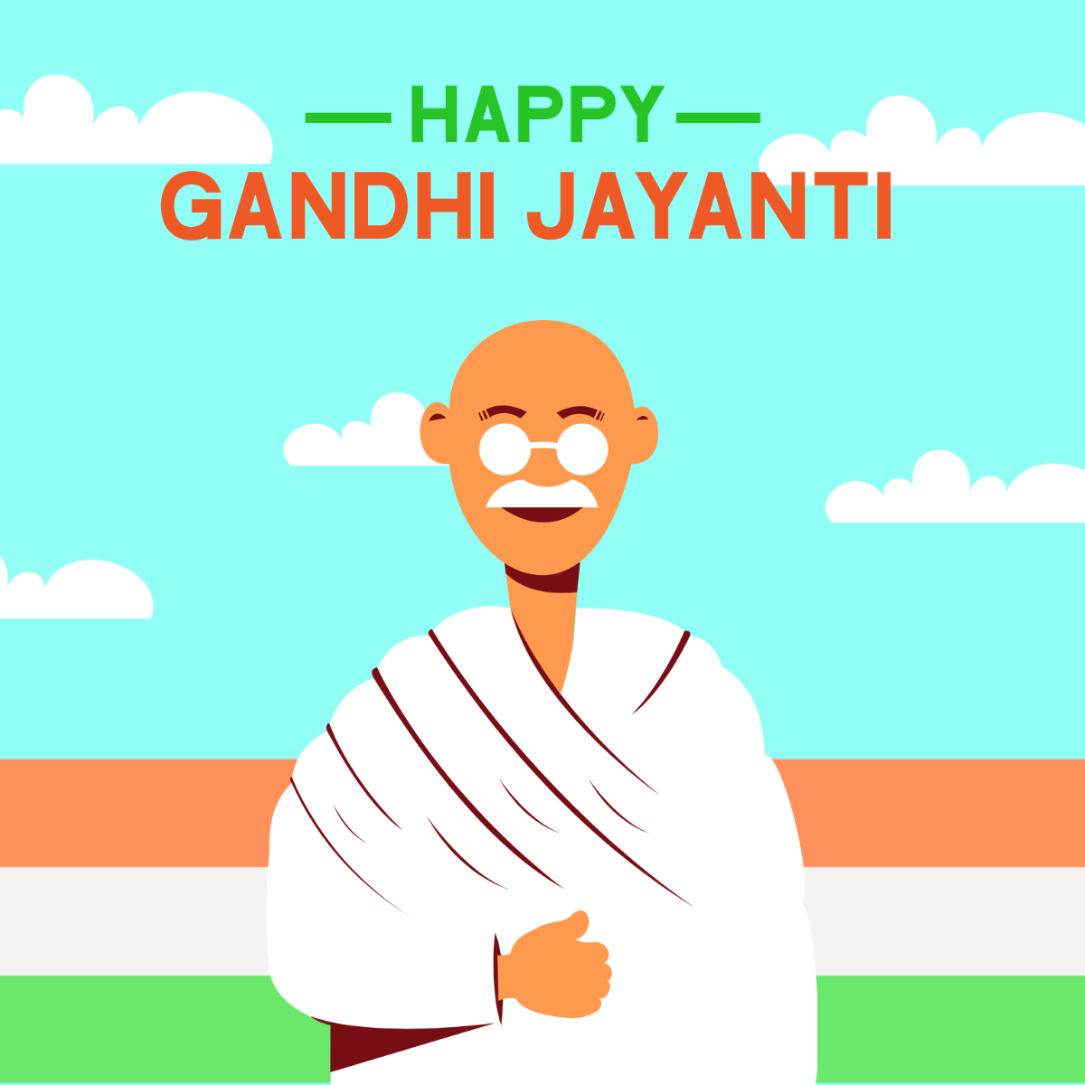Happy Gandhi Jayanti Illustration Template