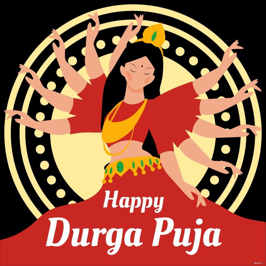 Free Happy Durga Puja Illustration