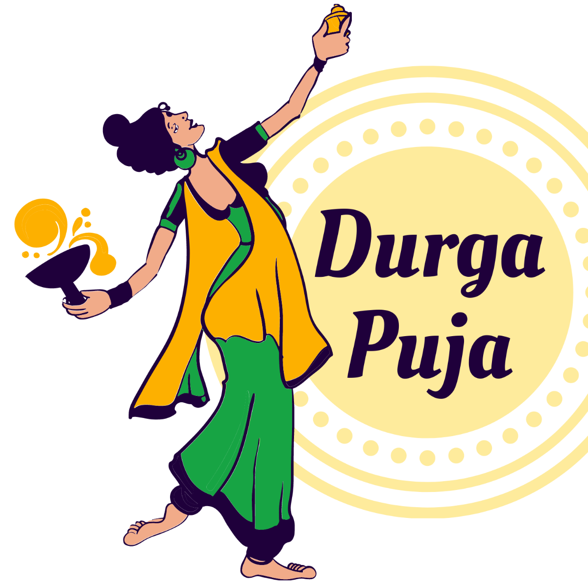 Durga Puja Celebration Vector Template