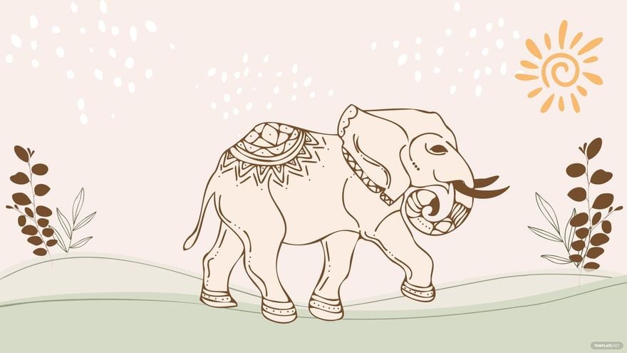 Free Boho Elephant Background in Illustrator, EPS, SVG, JPG, PNG
