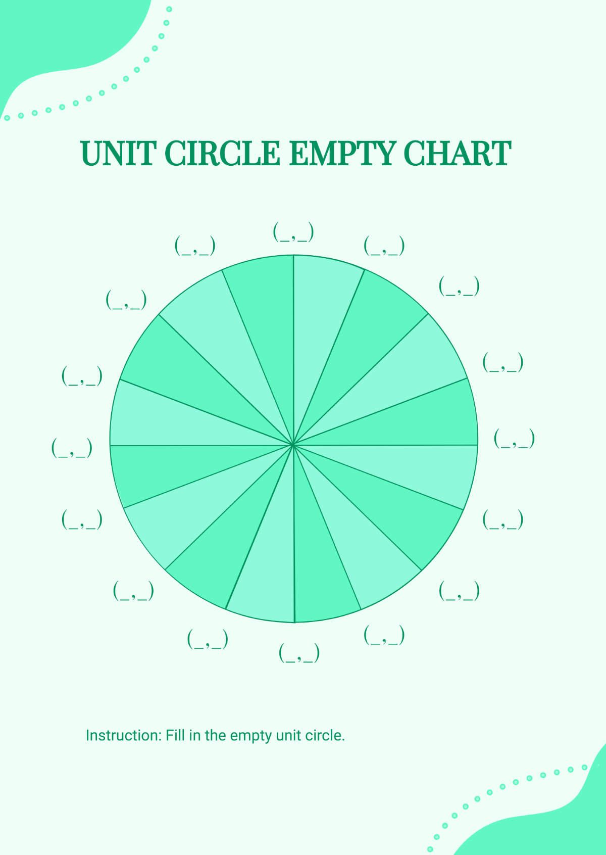 Unit Circle Empty Chart Template