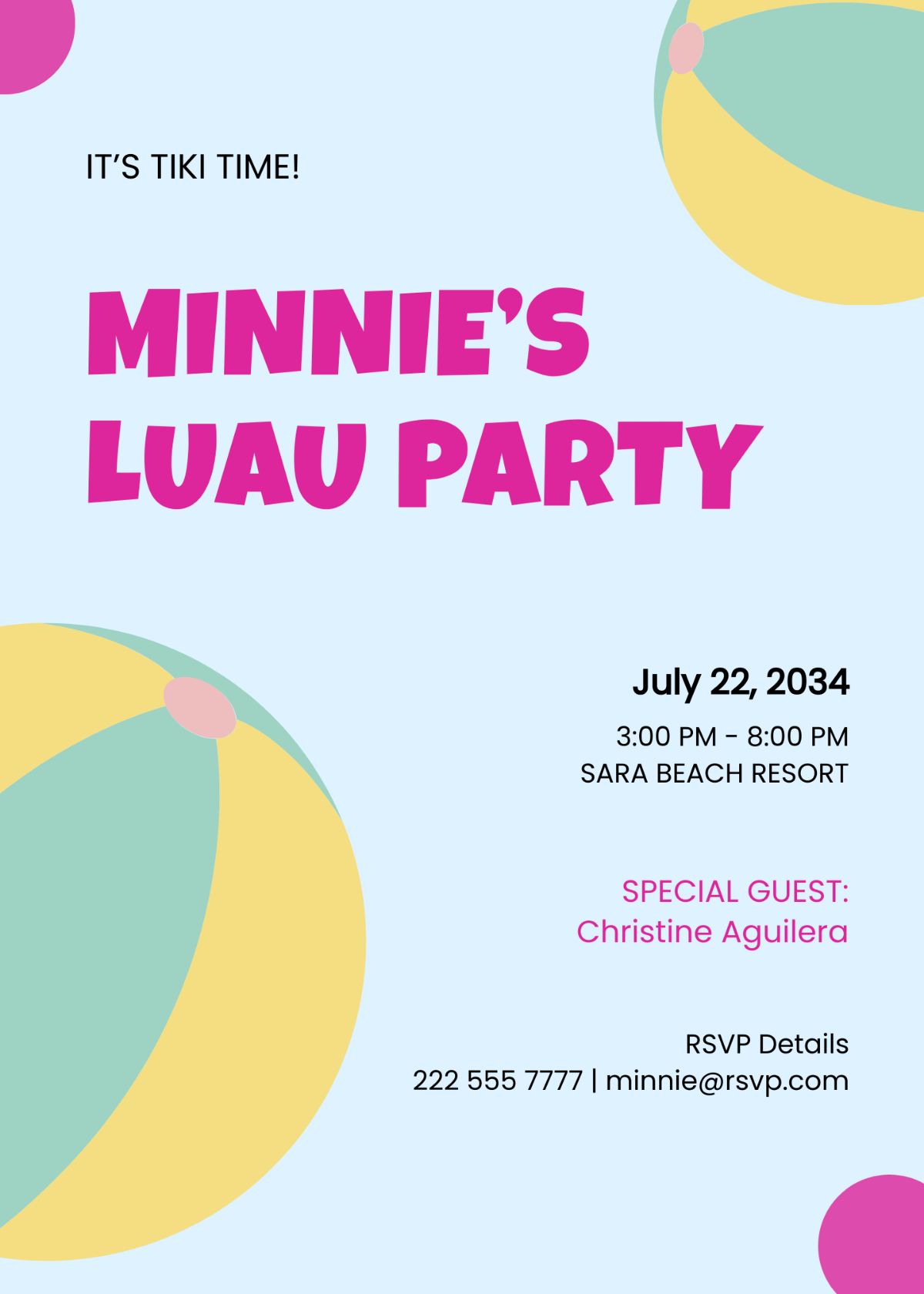Luau Beach Party Invitation Template