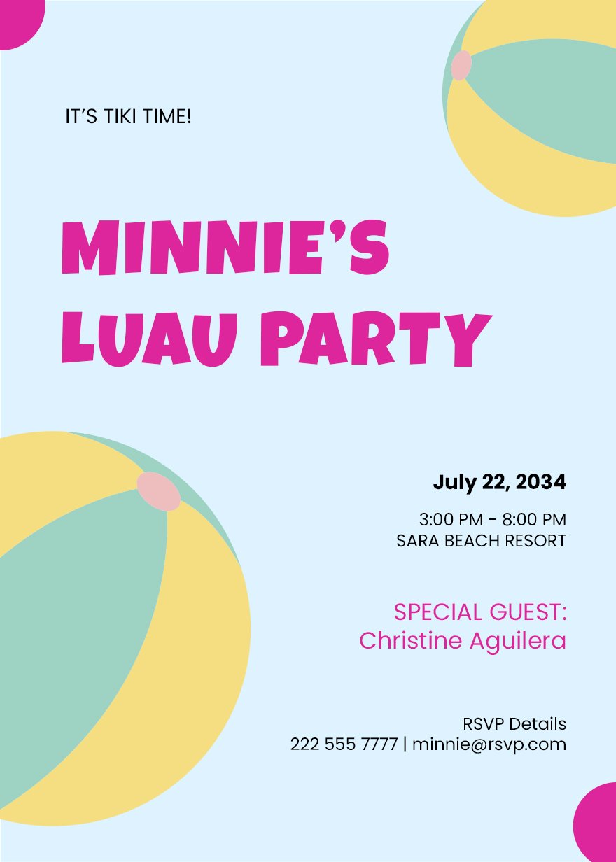 Luau Beach Party Invitation