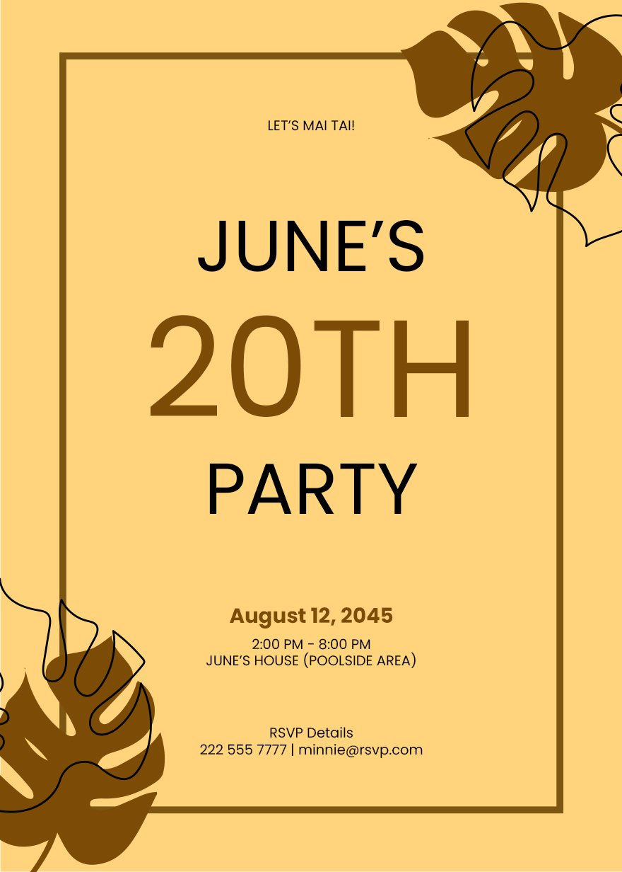 Border Luau Party Invitation in Word, Google Docs, Illustrator, PSD