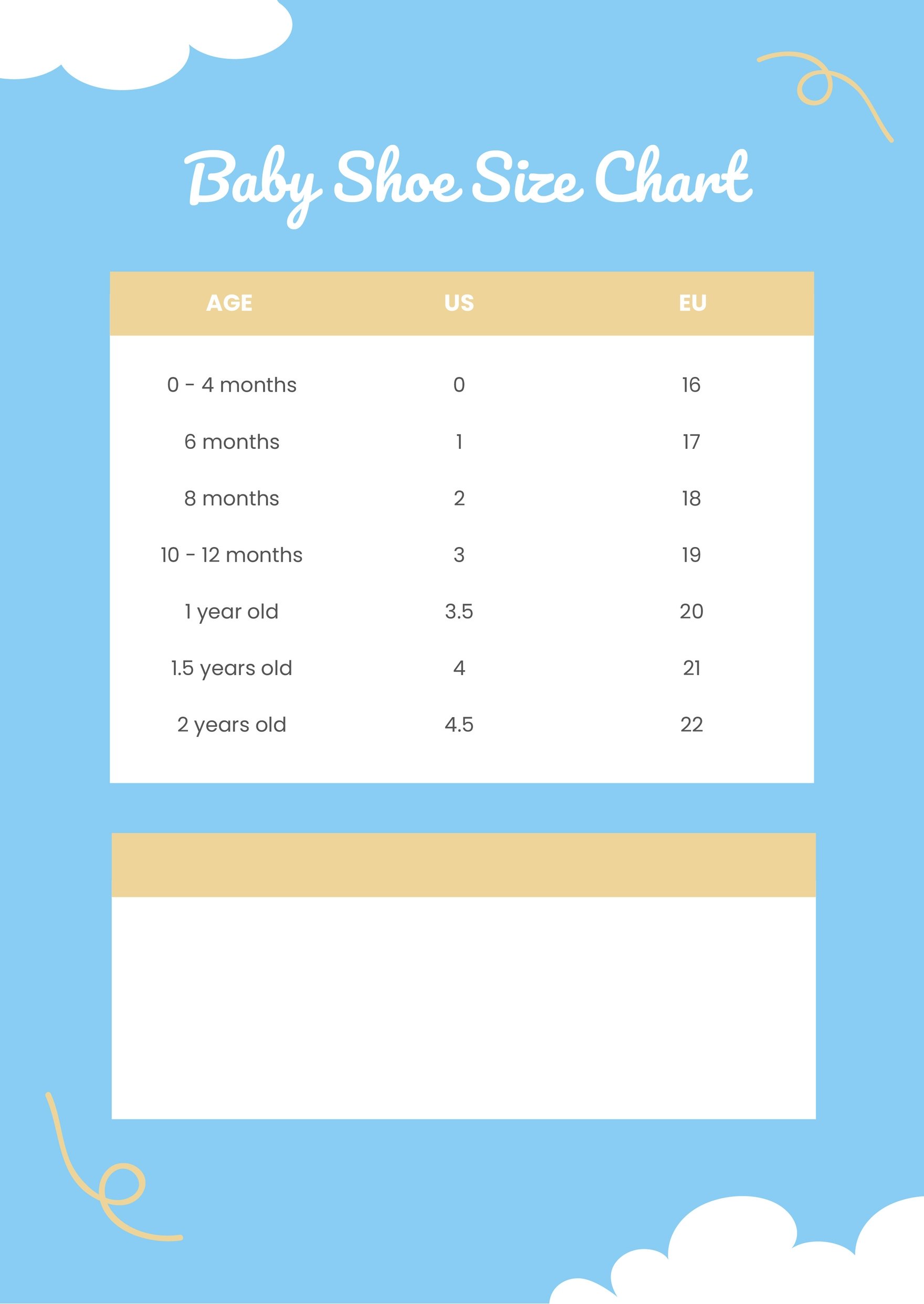 Free Baby Shoe Size Chart - Download In Pdf, Illustrator | Template.Net