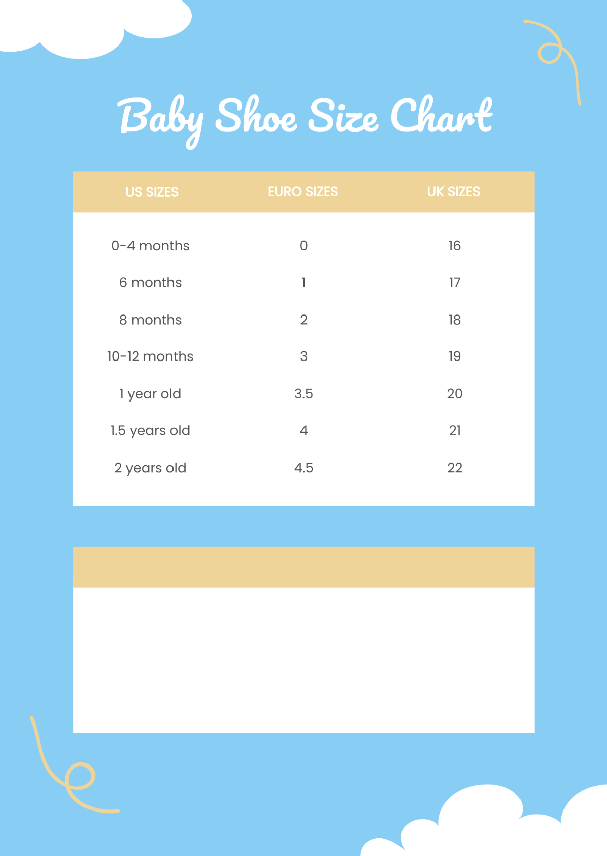 Free Baby Shoe Size Chart Template