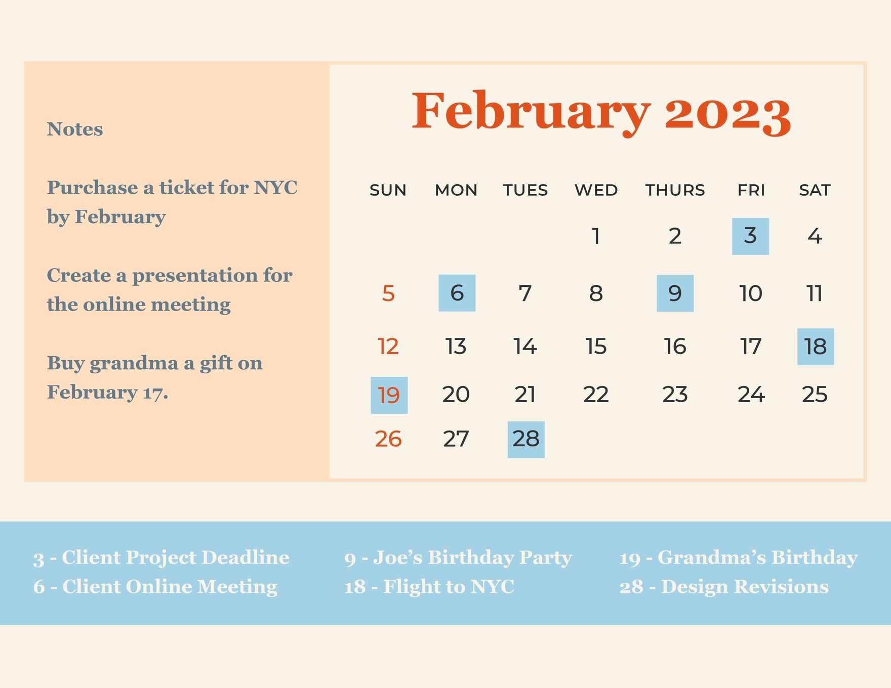 Colorful February 2023 Calendar