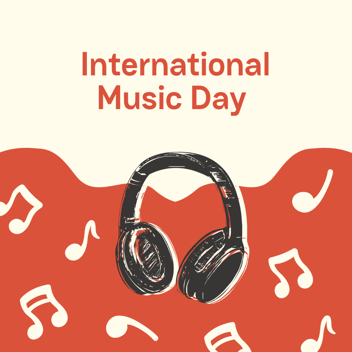 International Music Day Drawing Vector Template