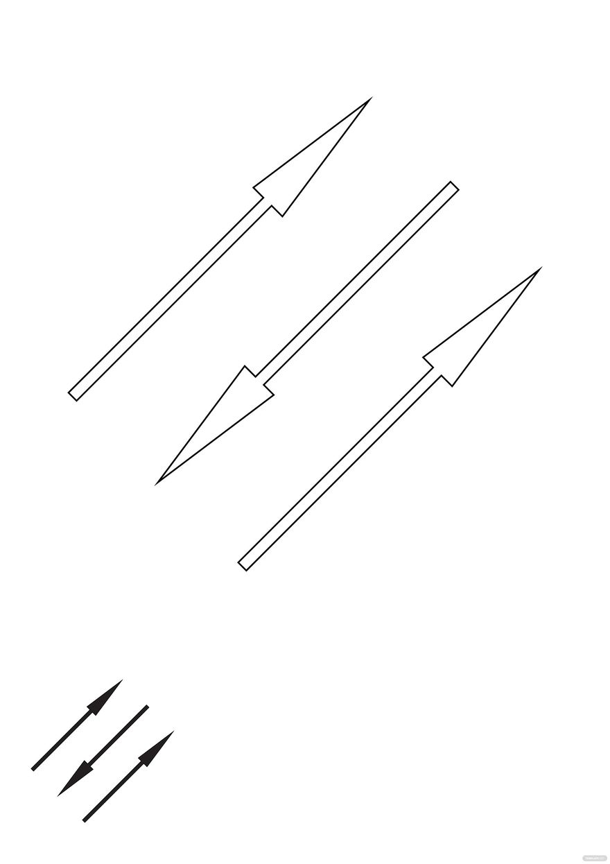 Thin Black Arrow Coloring Page in PDF, EPS, JPG