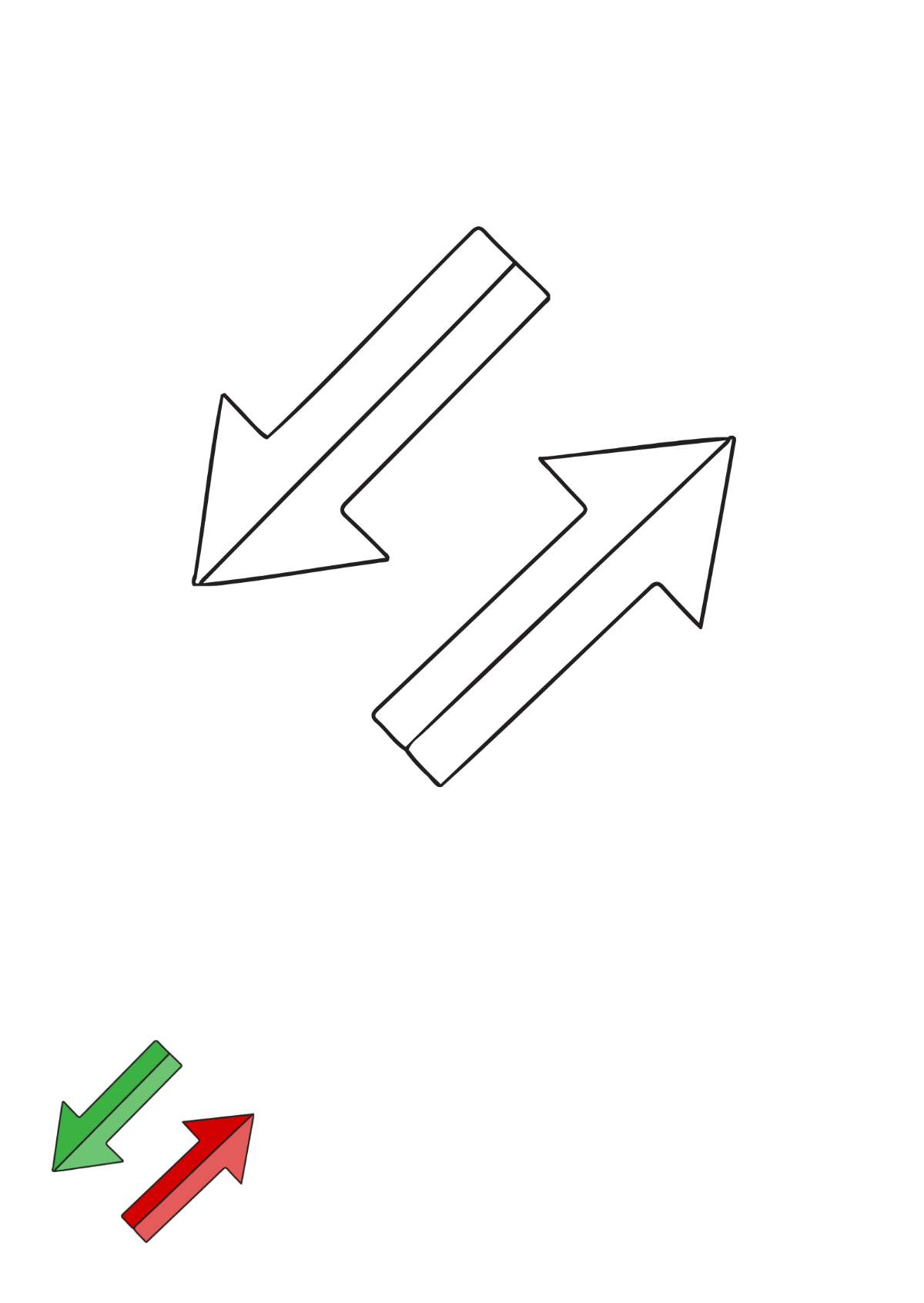 Red and Green Arrow Coloring Page Template