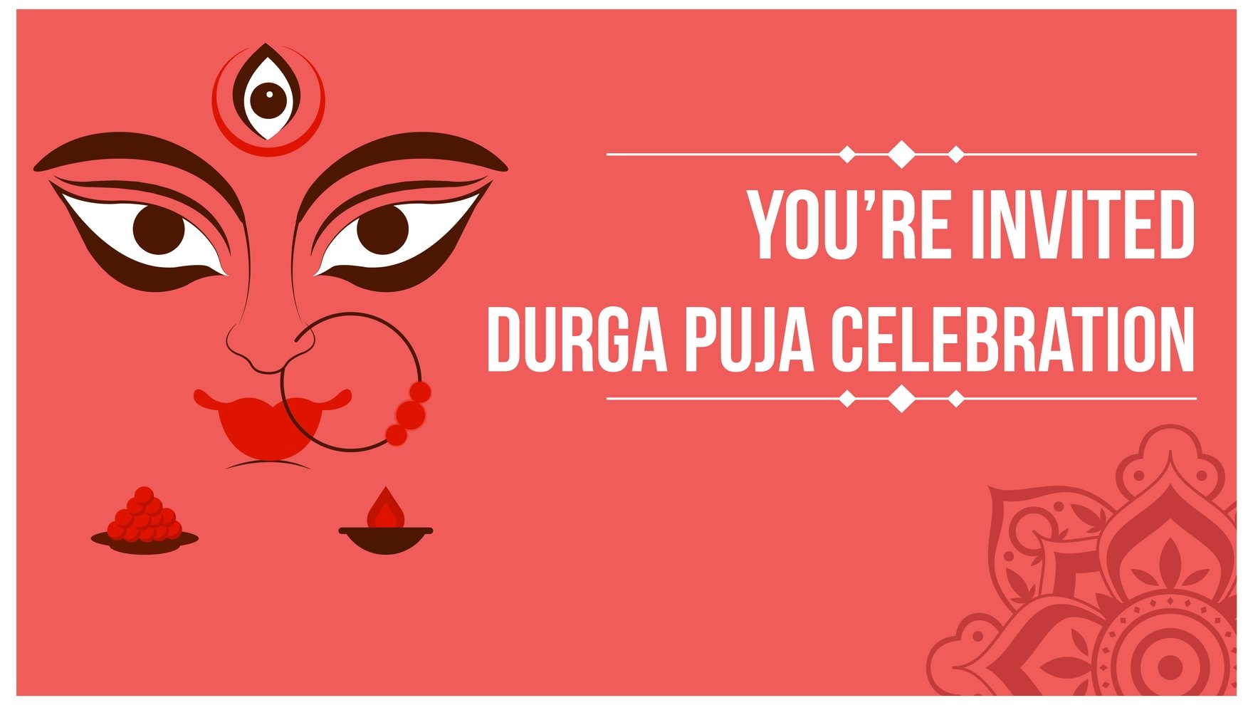 Free Durga Puja Invitation Background in PDF, Illustrator, PSD, EPS, SVG, JPG, PNG