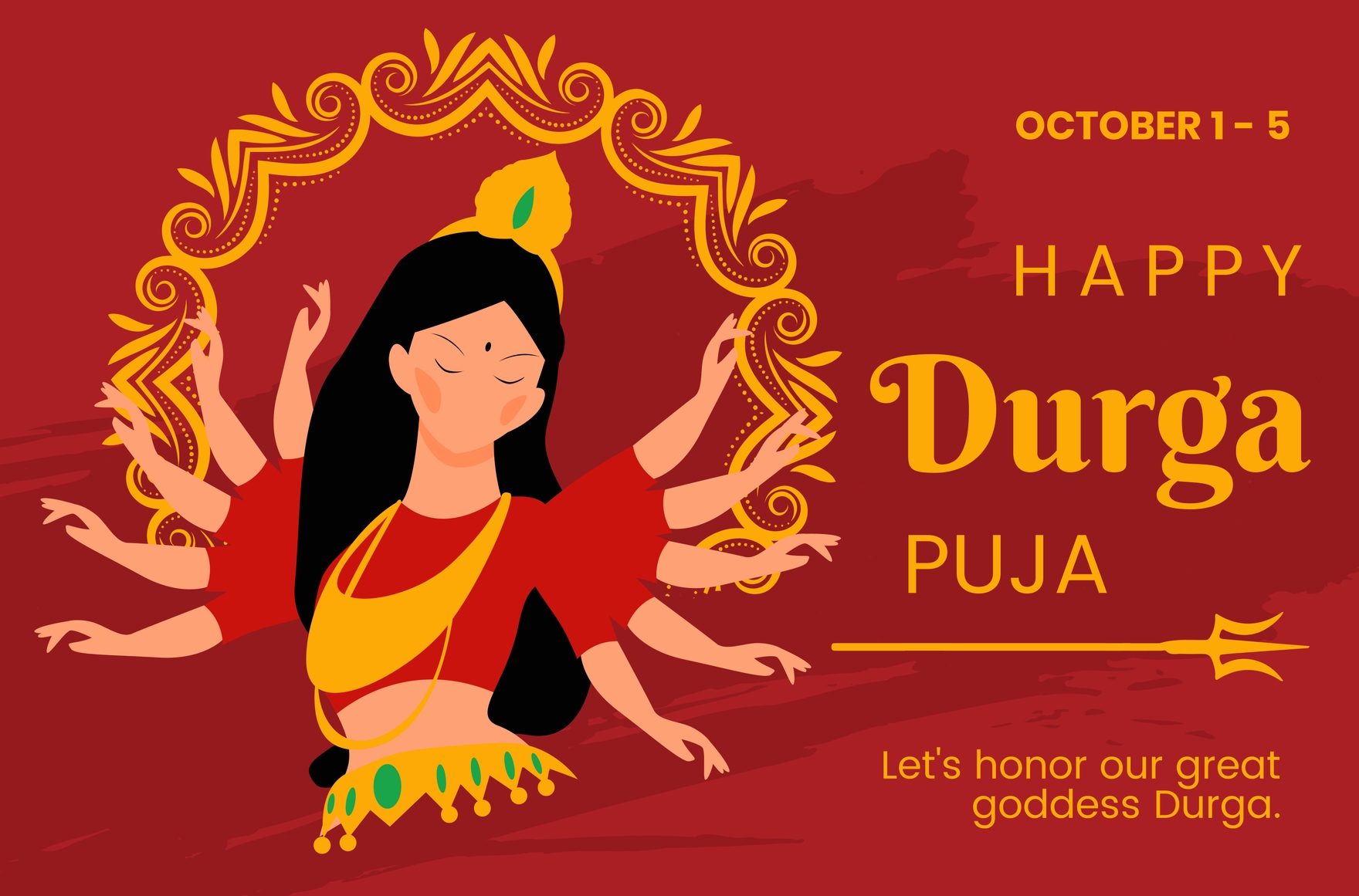 Happy Durga Puja Banner in Illustrator, PSD, EPS, SVG, JPG, PNG