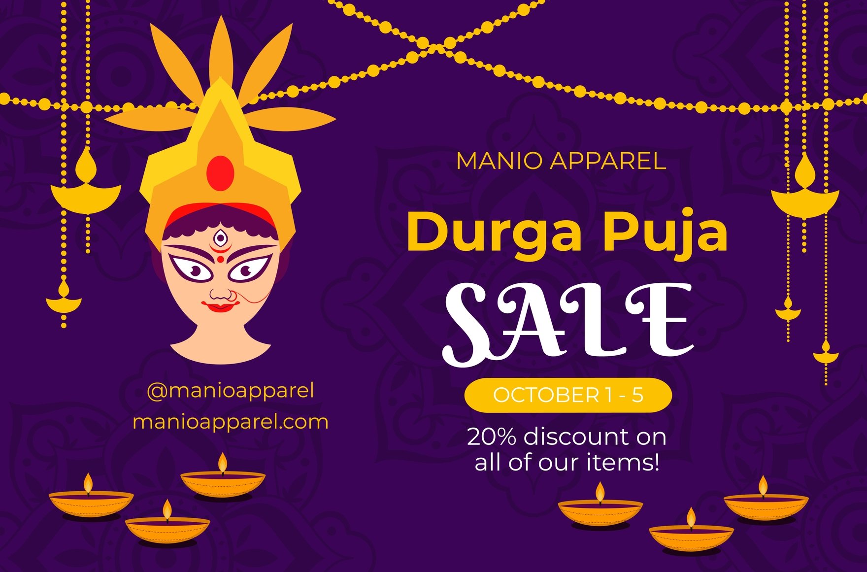 Free Durga Puja Sale Banner in Illustrator, PSD, EPS, SVG, JPG, PNG