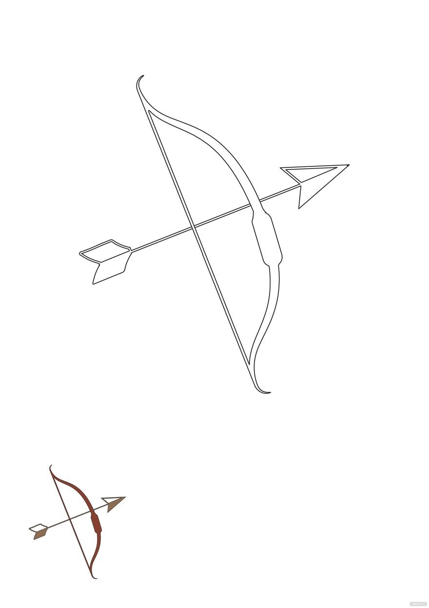 Free Bow And Arrow Coloring Page in PDF, EPS, JPG