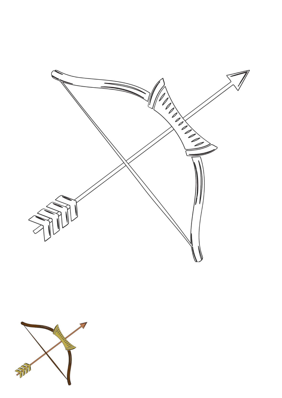 Old Bow And Arrow Coloring Page Template