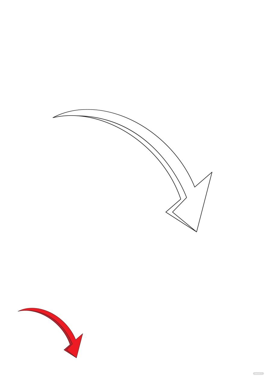 Red Arrow Down Coloring Page in PDF, EPS, JPG