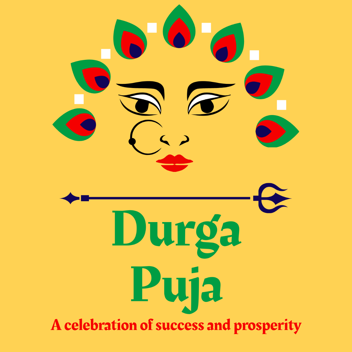 Durga Puja Poster Vector Template