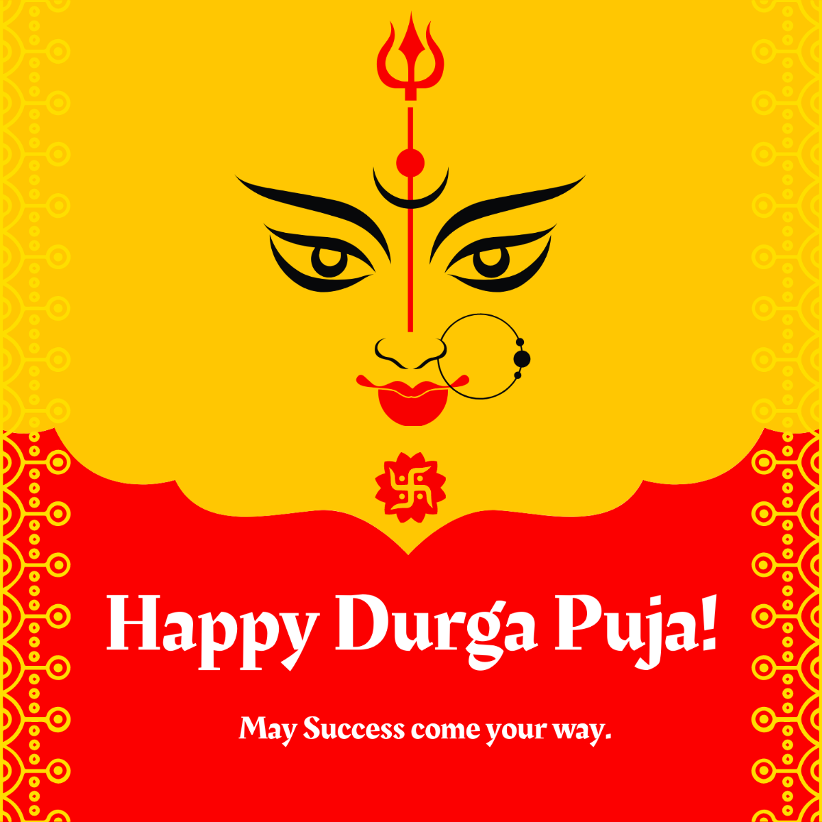 Durga Puja Greeting Card Vector Template