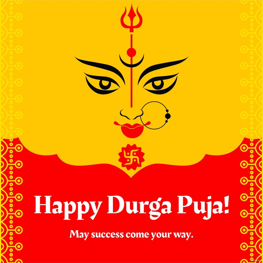 Durga Puja Greeting Card Vector