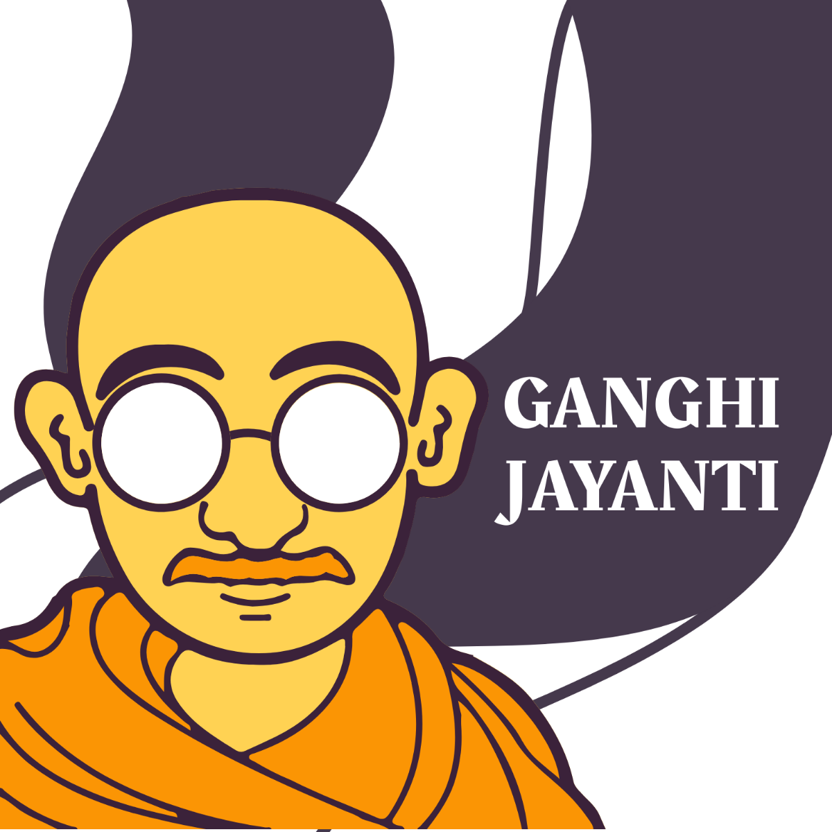 Gandhi Jayanti Cartoon Vector Template