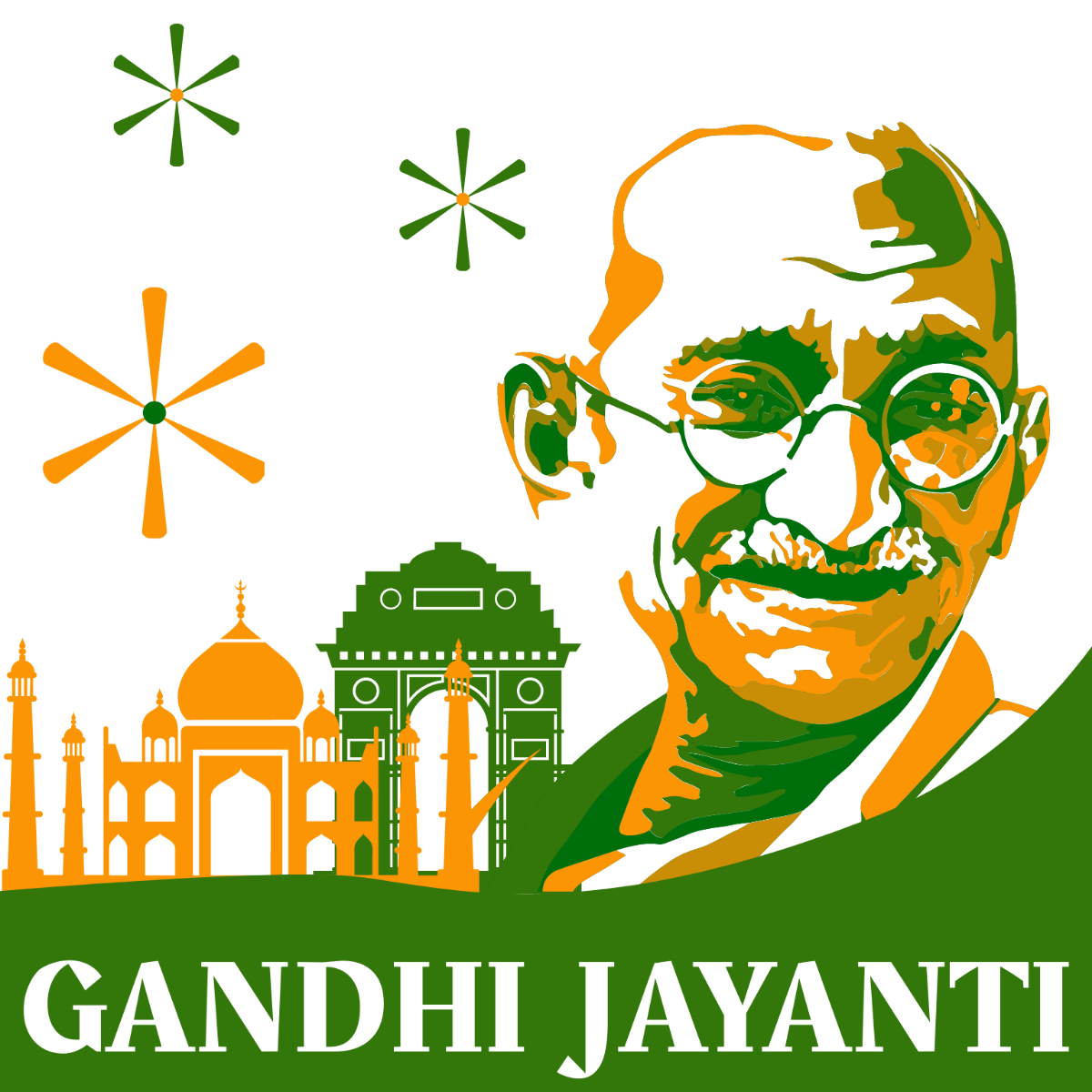Poster Design October Birth Anniversary Mahatma Gandhi Eye Glasses Charkha  Stock Vector by ©Vectartist 414737152