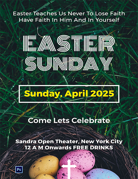 Easter Sunday A4 Poster Template - PSD | Template.net