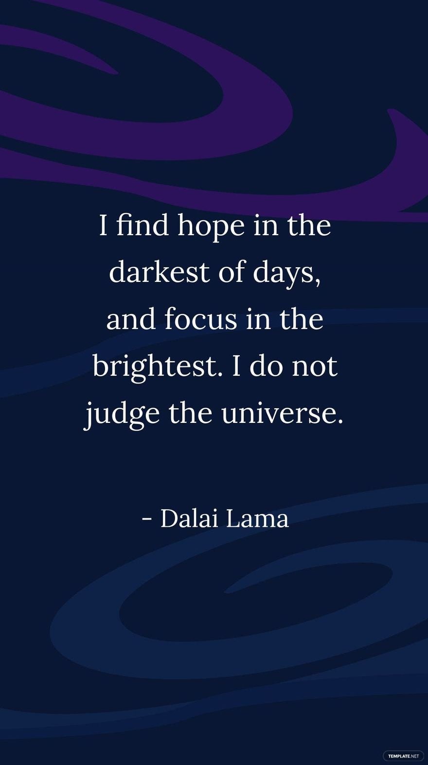 Dalai Lama - I find hope in the darkest of days, and focus in the brightest. I do not judge the universe.