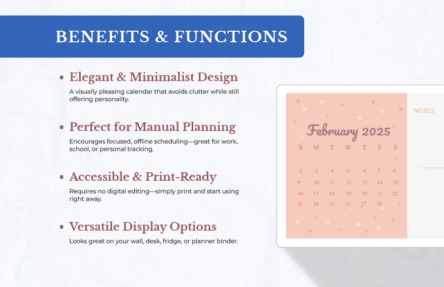Blank February 2025 Calendar Template