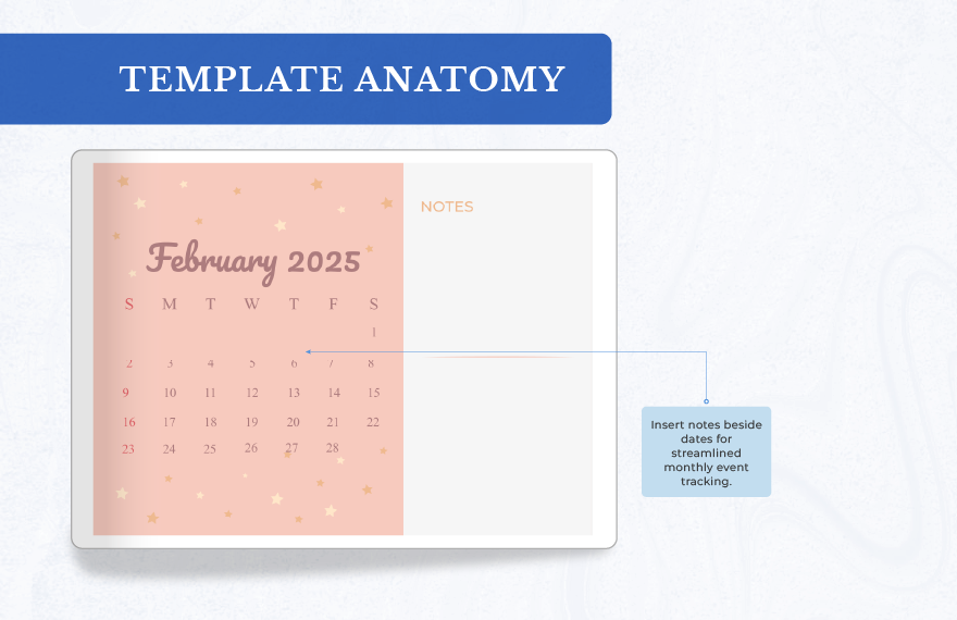 Blank February 2025 Calendar Template